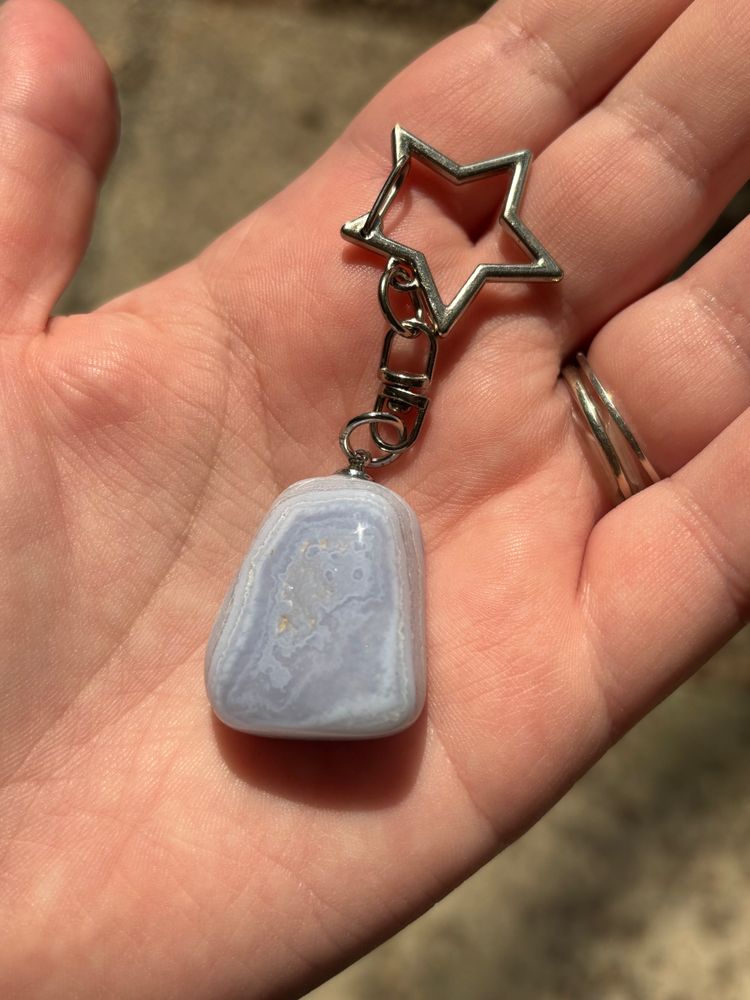 Blue Lace Agate Keychain A