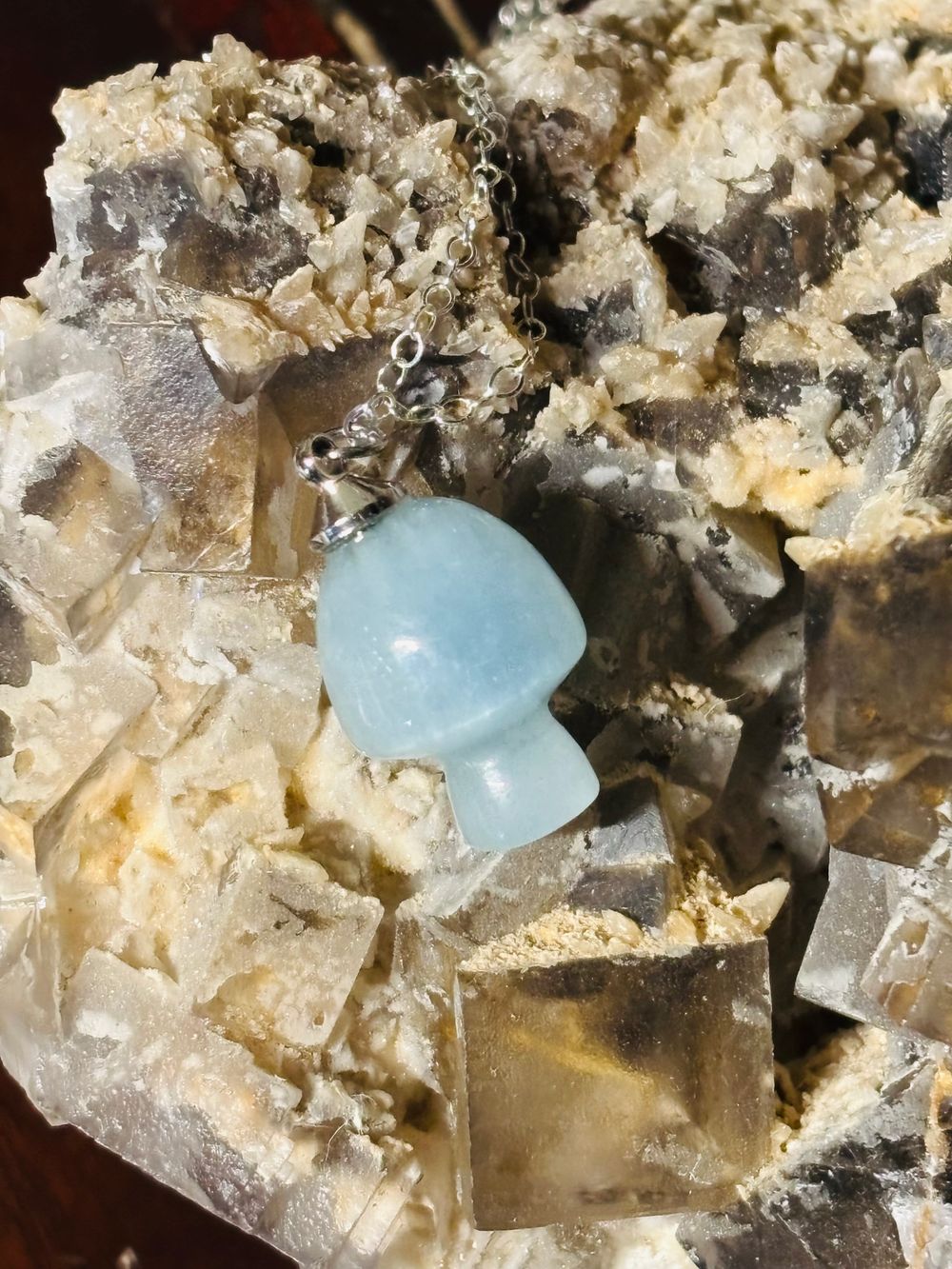 Aquamarine Mushroom Necklace B