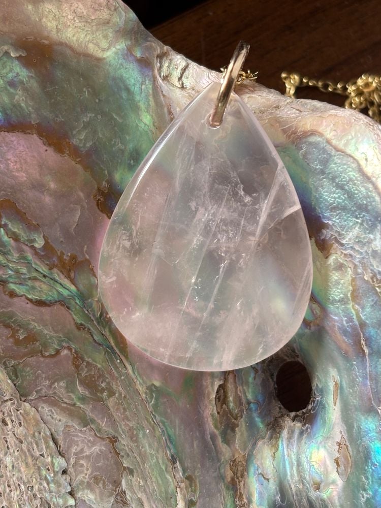 Rose Quartz Tear Drop Necklace