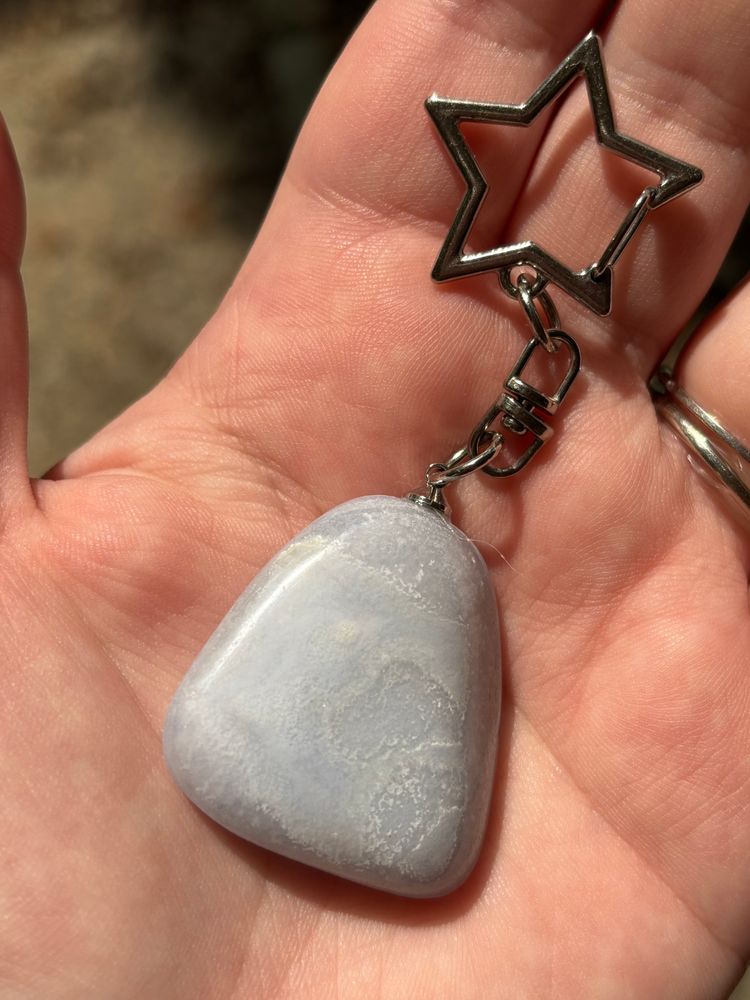 Blue Lace Agate Keychain B