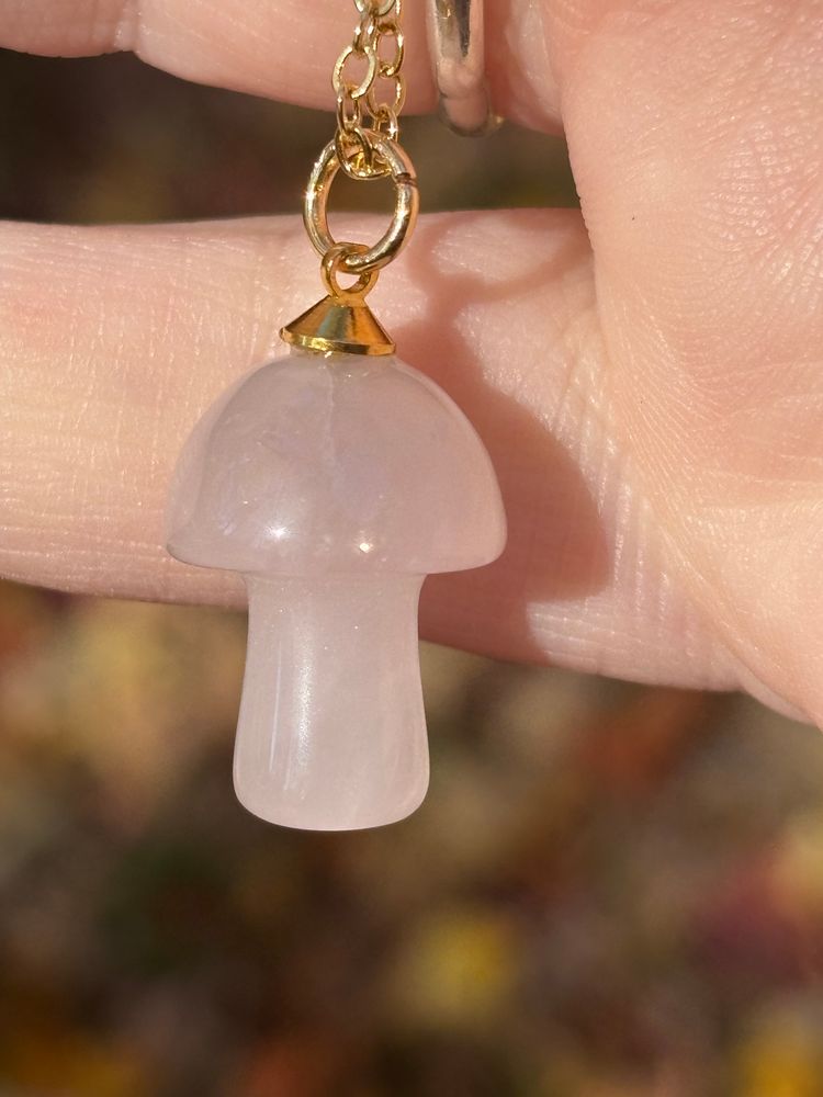 Rose Quartz Mushroom Necklace 